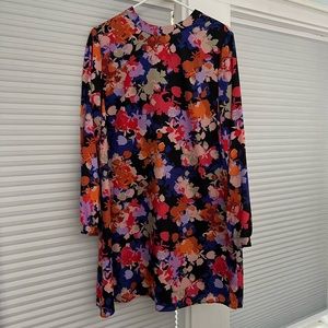 Floral High Neck Mini Dress